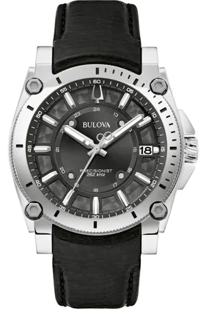 BULOVA Homme, Accessoires, Noir, Taille: ONE Size Precisionist Montre Bracelet en Cuir Noir