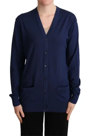 Dolce & Gabbana Femme, Pulls, Bleu, Taille: 32 FR Cardigan en Laine Bleu à Boutons