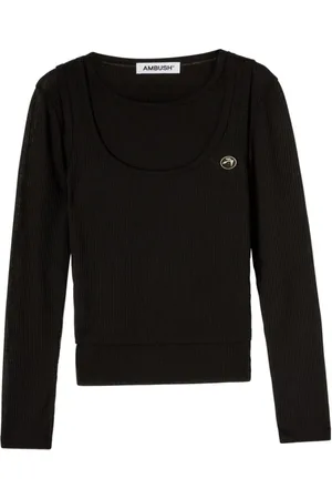 AMBUSH Femme, Pulls, Noir, Taille: 42 FR Top Côtelé à Double Couche