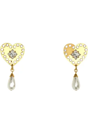 Alessandra Rich Femme, Accessoires, Jaune, Taille: ONE Size Boucles doreilles en métal doré