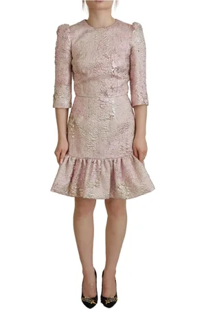 Dolce & Gabbana Femme, Robes, Rose, Taille: 34 FR Robe Midi Cintrée Rose Jacquard
