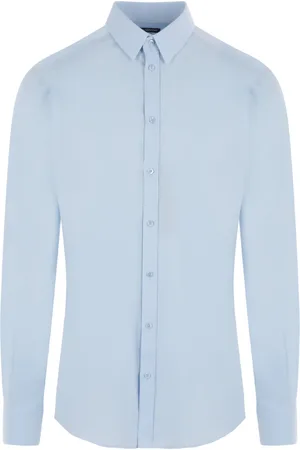 Dolce & Gabbana Homme, Chemises, Bleu, Taille: XL Chemise en Popeline de Coton Bleu Clair