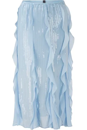 Marc Cain Femme, Jupes, Bleu, Taille: 38 FR Jupe à Paillettes avec Volants