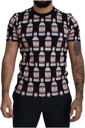 Dolce & Gabbana Homme, Tops, Noir, Taille: S T-shirt noir avec impression Bacio Di Venere