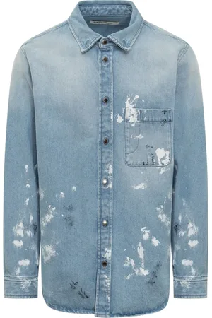 DARKPARK Homme, Chemises, Bleu, Taille: M Chemise en Denim avec Col Classique pour Homme