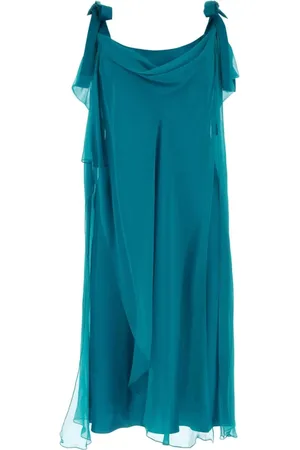 Alberta Ferretti Femme, Robes, Bleu, Taille: 40 FR Robe en Soie Vert Teal