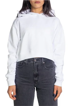 Calvin Klein Femme, Sweatshirts et sweats à capuche, Blanc, Taille: 42 FR Sweat à Capuche Femme Blanc Uni