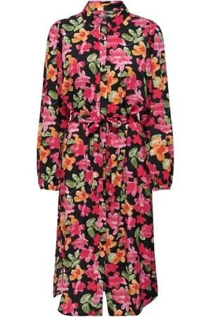 JACQUELINE DE YONG Femme, Robes, Multicolore, Taille: 38 FR Robe à Boutons et Motif Floral