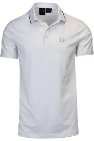 Armani Exchange Homme, Tops, Blanc, Taille: S Polo Blanc à Manches Courtes avec Fermeture Boutonnée