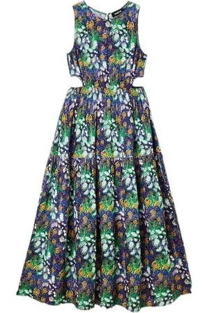 Desigual Femme, Robes, Bleu, Taille: 40 FR Robe sans Manches Bleue à Fleurs