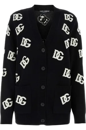 Dolce & Gabbana Femme, Pulls, Noir, Taille: 38 FR Cardigan en laine brodé