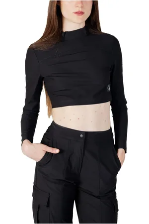 Calvin Klein Femme, Tops, Noir, Taille: 38 FR T-shirt noir à manches longues pour femmes