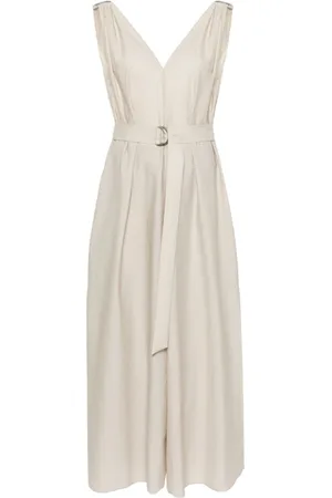 Brunello Cucinelli Femme, Robes, , Taille: 40 FR Robe sans Manches Gris Quartz avec Détail Monile