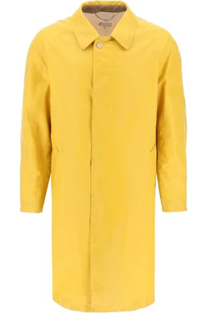 Maison Margiela Homme, Manteaux, Jaune, Taille: S Trench-coat en coton enduit à effet usé