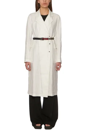 ISAAC SELLAM EXPERIENCE Femme, Manteaux, Blanc, Taille: 38 FR Trench Lino Cerato