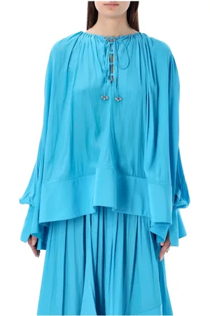 Lanvin Femme, Blouses et Chemises, Bleu, Taille: 38 FR Chemise Oversize Drapée