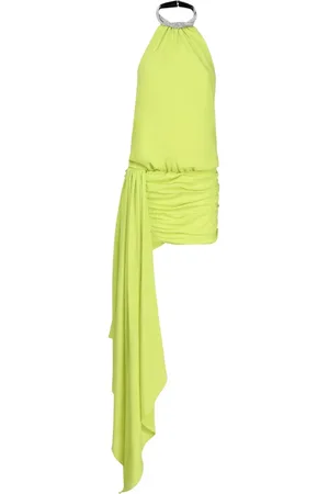 Nué Notes Femme, Robes, Vert, Taille: 38 FR Robe Vert Lime Col Halter