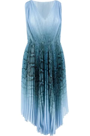 ERMANNO SCERVINO Femme, Robes, Bleu, Taille: 38 FR Robe Sans Manches Imprimé Python