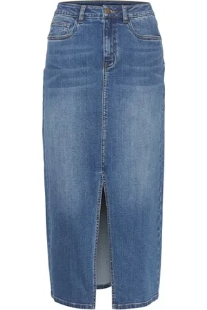 Kaffe Femme, Jupes, Bleu, Taille: 40 FR Jupe en Denim fendue