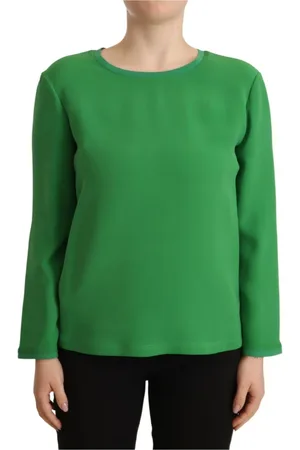 Emporio Armani Femme, Tops, Vert, Taille: 38 FR Pull en Soie Vert à Manches Longues
