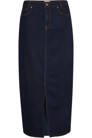 My Essential Wardrobe Femme, Jupes, Bleu, Taille: 42 FR Jupe en denim élégante avec taille mi-haute et fente avant