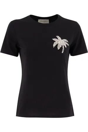 ERMANNO SCERVINO Femme, Tops, Noir, Taille: 38 FR T-shirt en coton brodé