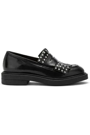 carmens Femme, Chaussures, Noir, Taille: 36 EU Mocassin en Cuir à Franges - Noir