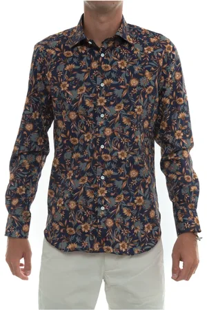 Carrel Homme, Chemises, Bleu, Taille: XL Chemise à Fleurs