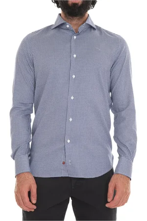 Carrel Homme, Chemises, Bleu, Taille: 2XL Chemise Décontractée à Carreaux avec Pochette Assortie