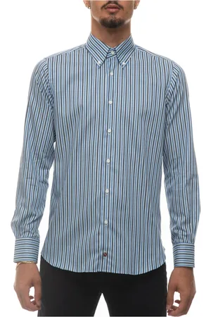 Carrel Homme, Chemises, Bleu, Taille: L Chemise à Rayures avec Col Boutonné