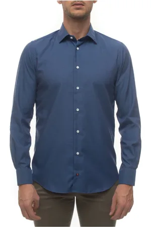 Carrel Homme, Chemises, Bleu, Taille: M Chemise Casual à Pois, Facile à Repasser, Fabriquée en Italie