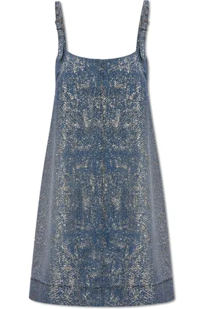 VERSACE Femme, Robes, Bleu, Taille: 36 FR Robe en jean à bretelles