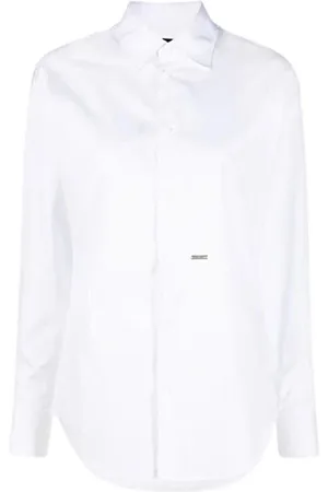 Dsquared2 Femme, Blouses et Chemises, Blanc, Taille: 32 FR Chemise en coton stretch