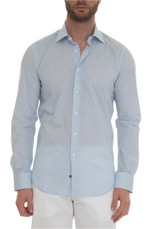 Carrel Homme, Chemises, Bleu, Taille: S Chemise Décontractée avec Col Italia et Imprimé Micro Tile