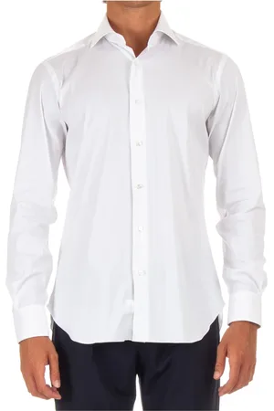BARBA Homme, Chemises, Blanc, Taille: S Chemise blanche en popeline de coton sur mesure