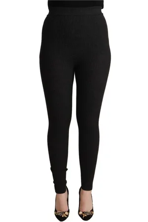 Dolce & Gabbana Femme, Pantalons, Noir, Taille: 36 FR Pantalon Moulant Taille Haute Noir en Stretch