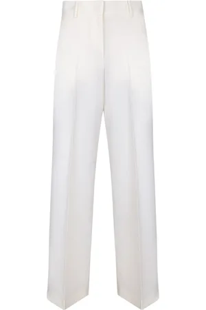Msgm Femme, Pantalons, Blanc, Taille: 36 FR Pantalon en Laine avec Fermeture Éclair
