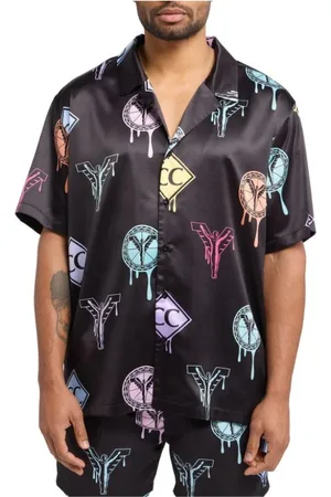 Carlo Colucci Homme, Chemises, Noir, Taille: S Chemise à Imprimé Logo pour Homme en Noir