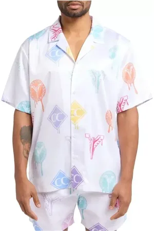 Carlo Colucci Homme, Chemises, Blanc, Taille: S Chemise à Imprimé Logo pour Homme