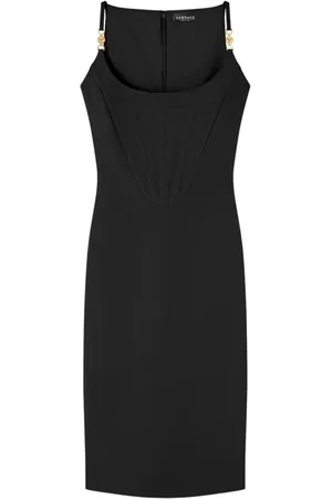 VERSACE Femme, Robes, Noir, Taille: 38 FR Robe noire sans manches avec Medusa 95 hardware