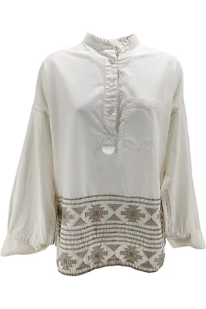 Bazar Deluxe Femme, Blouses et Chemises, , Taille: 36 FR Chemise Ivoire Brodée avec Paillettes