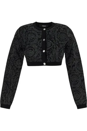 VERSACE Femme, Pulls, Noir, Taille: 40 FR Cardigan Court en Viscose