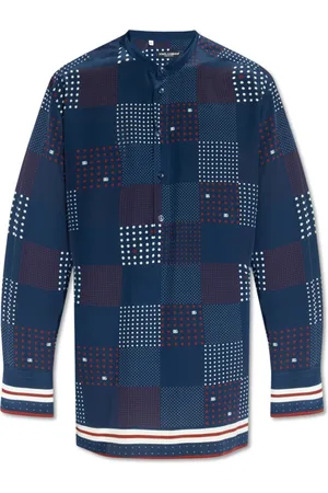 Dolce & Gabbana Homme, Chemises, Bleu, Taille: L Chemise en soie avec col montant