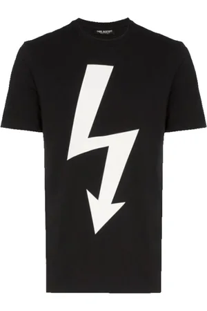 Neil Barrett Homme, Tops, Noir, Taille: S T-Shirt Slim Fit Noir aec Logo Imprimé