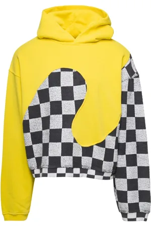 ERL Homme, Sweatshirts et sweats à capuche, Jaune, Taille: M Sweat à Capuche Jaune Checker Swirl Tricot