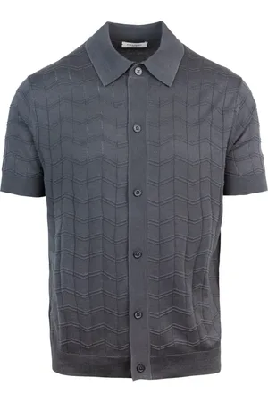 Paolo Pecora Homme, Tops, Gris, Taille: L Chemise Grise en Tricot avec Boutons en Nacre