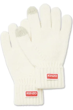 Kenzo Femme, Accessoires, Blanc, Taille: 40 FR Gants Blancs en Laine avec Logo