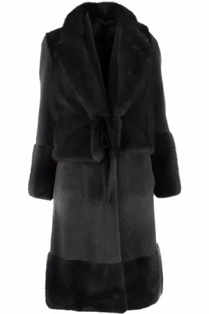 Blancha Femme, Manteaux, Gris, Taille: 38 FR Manteau Bleu en Mérinos avec Panneaux