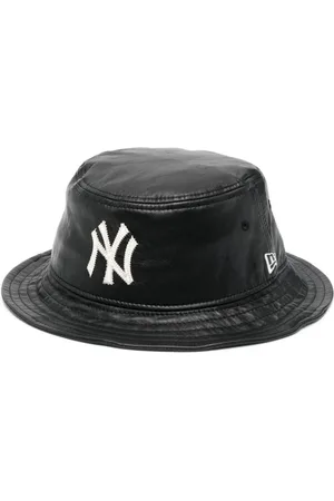 New Era Homme, Accessoires, Noir, Taille: M Chapeau Seau en Cuir avec Logo Brodé