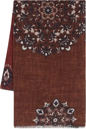 Lady Anne Homme, Accessoires, Multicolore, Taille: ONE Size Écharpe en Laine Tricotée Florale Réversible